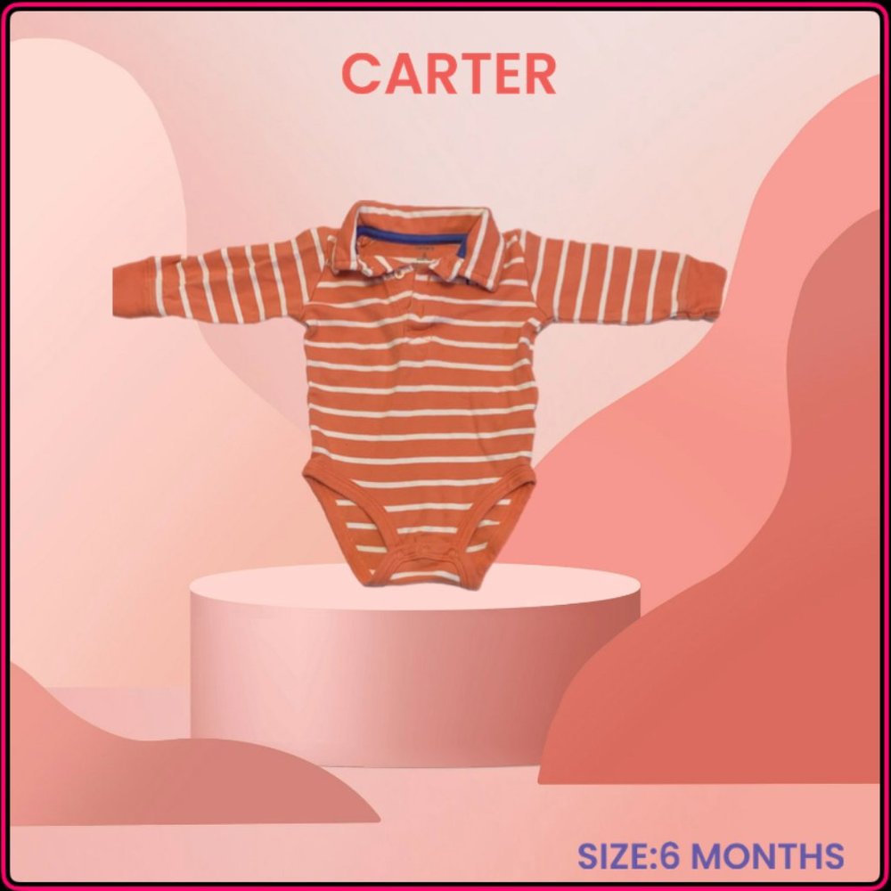 CARTERS ONE PIECE ORANGE COLOURED BABY SUIT SIZE 6 MONTHS